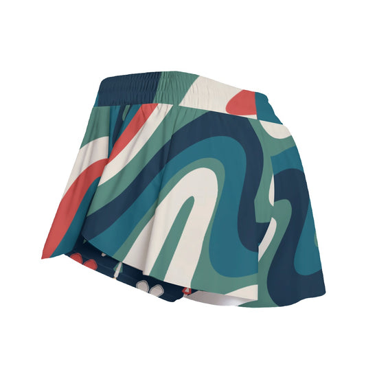Penny - Blue - Swirls - Pickleball Women's Sport Culottes with Pockets by Dizzy Pickle