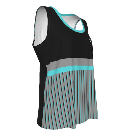 Dizzy Pickle Shelby Black Stripes Women's Pickleball Sports Tank Top