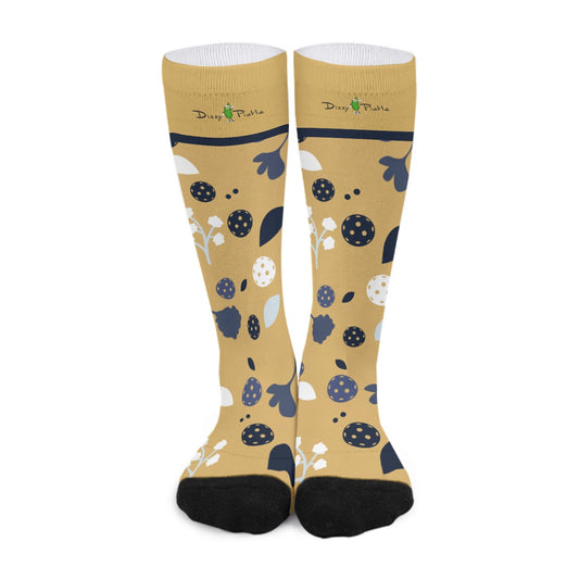 Lesley - Gold - Pickleball Long Socks by Dizzy Pickle
