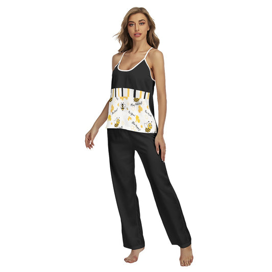 Sandy - Black - Pickleball Cami Pajamas Set by Dizzy Pickle