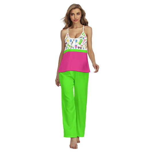 Dizzy Pickle Julie Green/Pink Pickleball Cami Pajamas