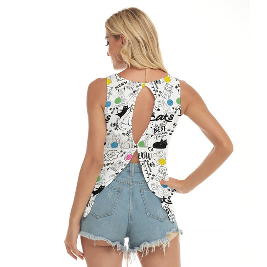 Dizzy Pickle Sassy Black Blue Women's Pickleball Open-Backed Sleeveless Tank Top