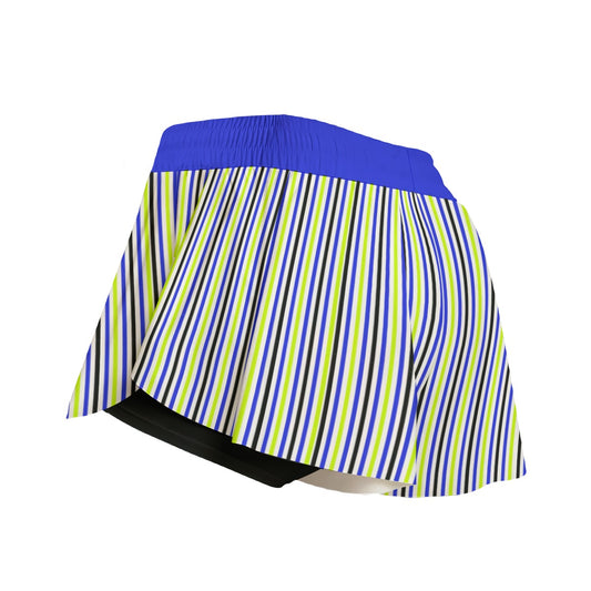 Dizzy Pickle Connie Stripes Pickleball Women's Sport Culottes Skorts with Inner Shorts and Pockets White