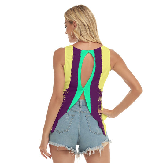 Dizzy Pickle Charlotte Stripes Aqua Women's Pickleball Open-Backed Sleeveless Tank Top