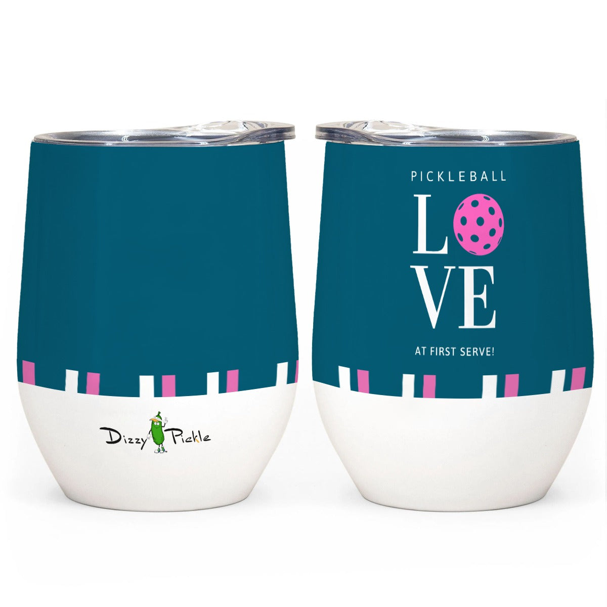 Love at First Serve - Teal/Pink - Egg Cup 12oz by Dizzy Pickle