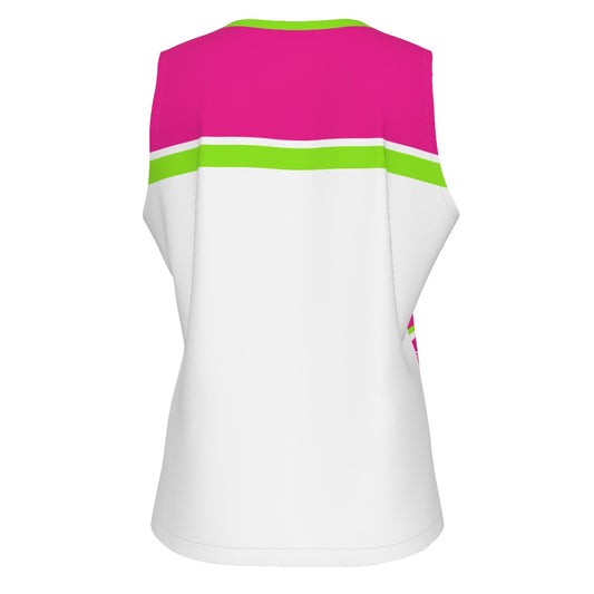 Dizzy Pickle Dinking Diva Hearts PG White Main Women's Pickleball Sleeveless Sports Tank Top