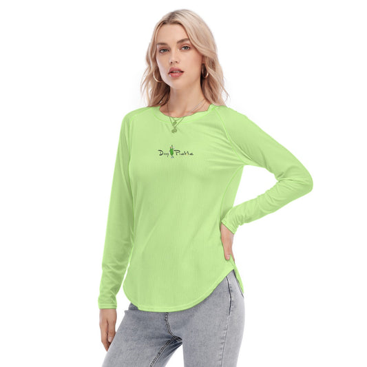 Dizzy Pickle DZY P Classic Lime Green Women's Long Sleeve U-Shape Hem T-Shirt