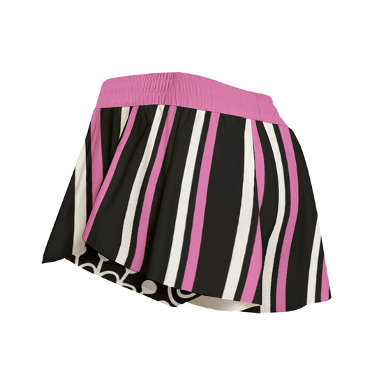Dizzy Pickle Coming Up Daisies BP Stripes Pickleball Women's Sport Culottes Skorts with Inner Shorts and Pockets Black Pink