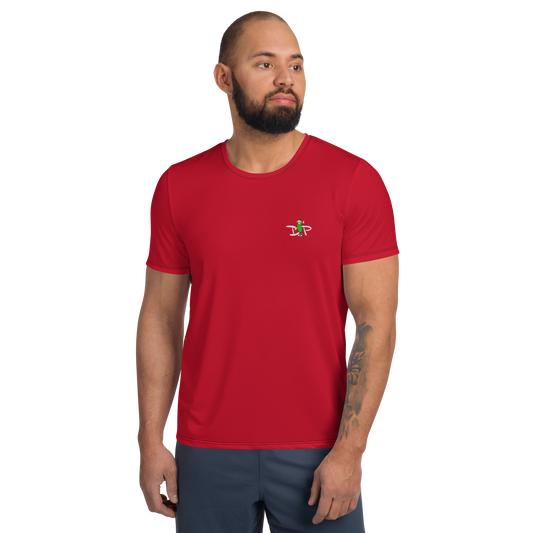 PICKLEBALL on Red Men's Athletic T-Shirt by Dizzy Pickle