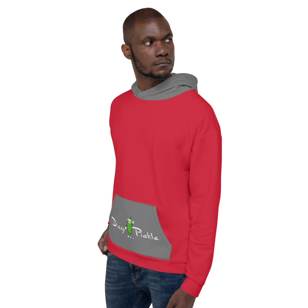 Dizzy Pickle DZY P CLassic UN3 Men's Pickleball Hoodie with Pocket Red Gray