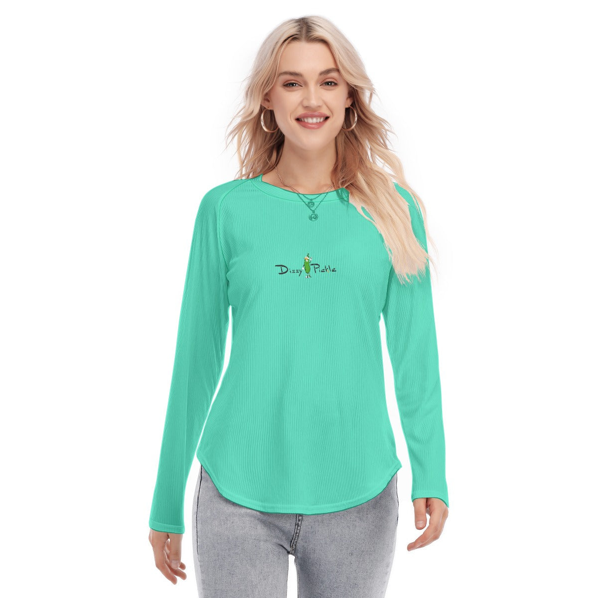 Women's Long Sleeve U-Shape Hem T-Shirt