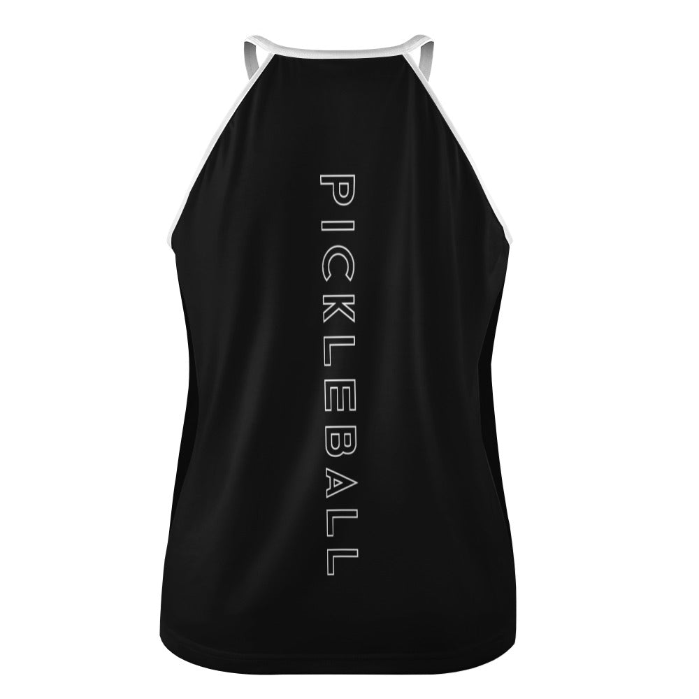 Dizzy Pickle Lesia BGW Racing Stripes Women's Pickleball Sleeveless Crew Neck Vest Black