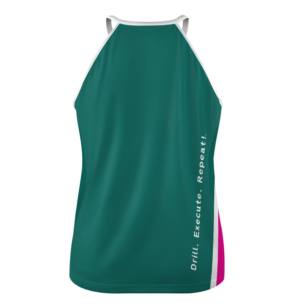 Dizzy Pickle Performance DS Women's Pickleball Sleeveless Crew Neck Vest Dark Sea Green Fuchsia