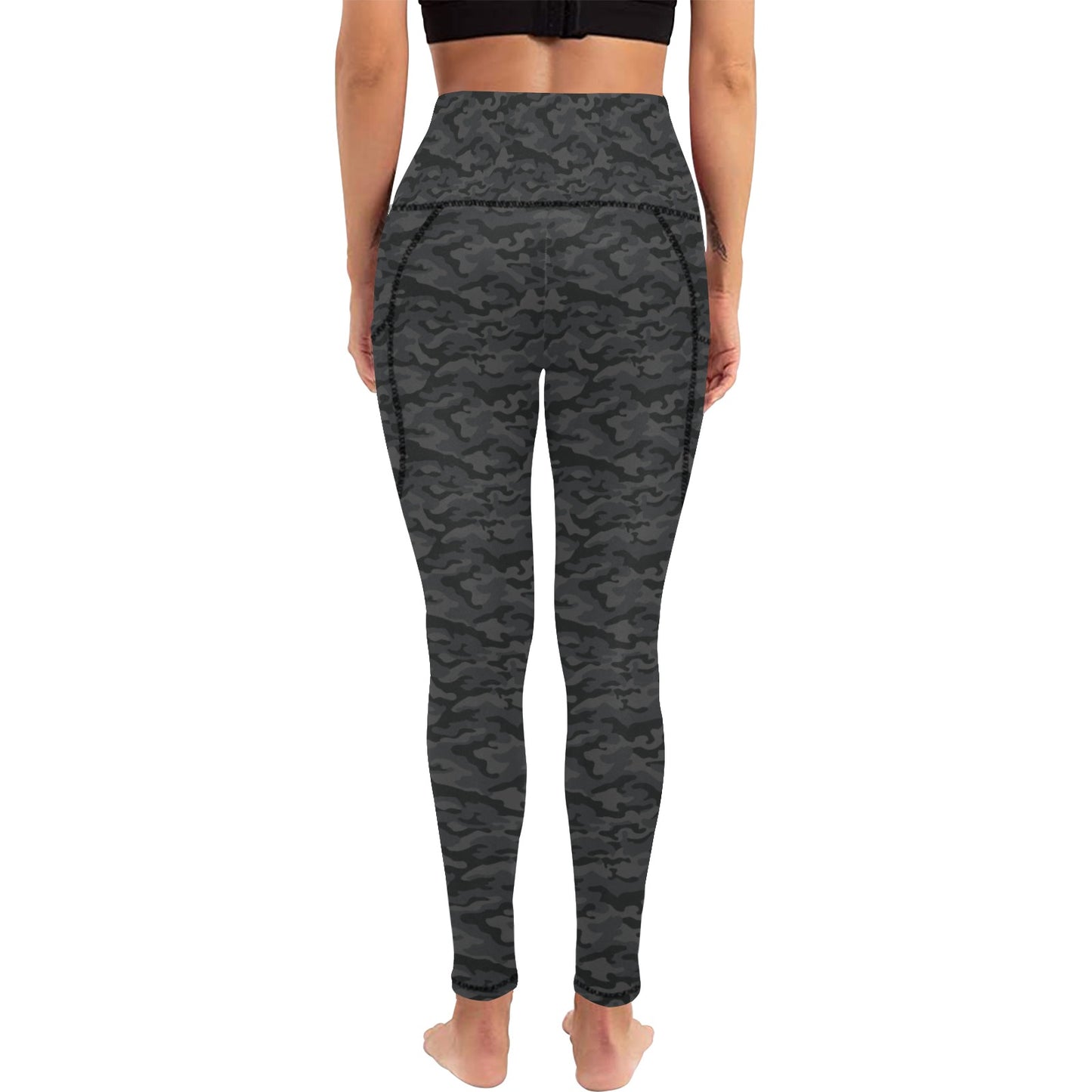 Dizzy Pickle Jan Black_Gray Women's Pickleball Performance Leggings (Ankle Length, High-Waisted, & Two Side Pockets)