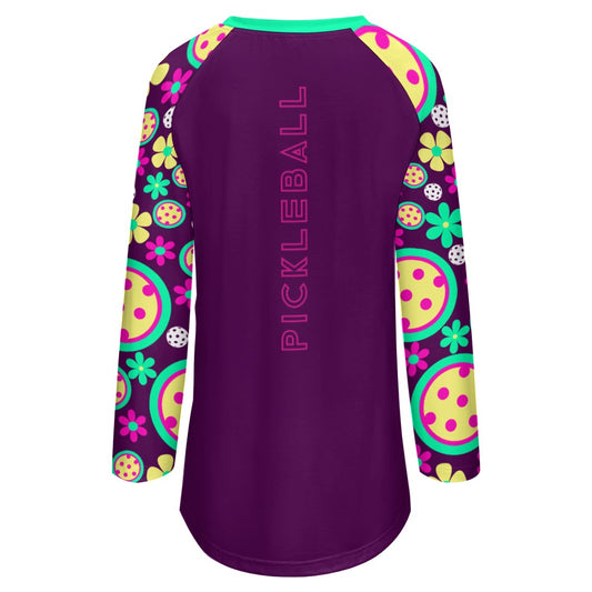 Dizzy Pickle Charlotte Plum_Main Women's Pickleball Long Crew Neck Long Sleeve T-Shirt