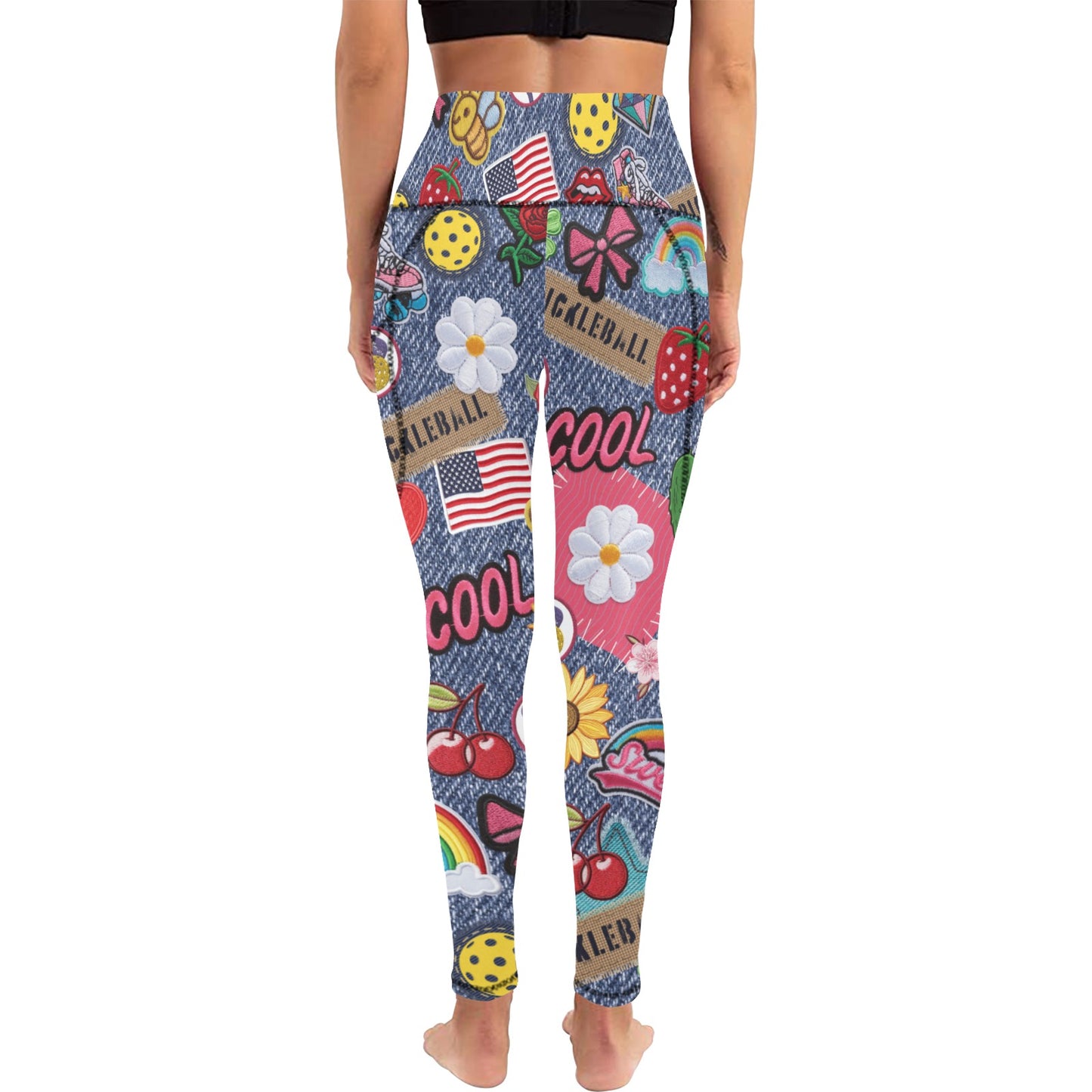 Dizzy Pickle Amy Patches Women's Pickleball Performance Leggings (Ankle Length, High-Waisted, & Two Side Pockets)