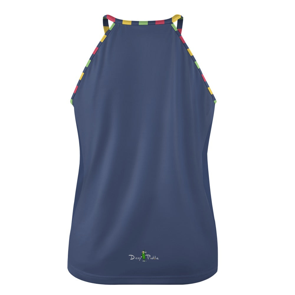 Dizzy Pickle Amy Patches Blue Women's Pickleball Crew Neck Vest