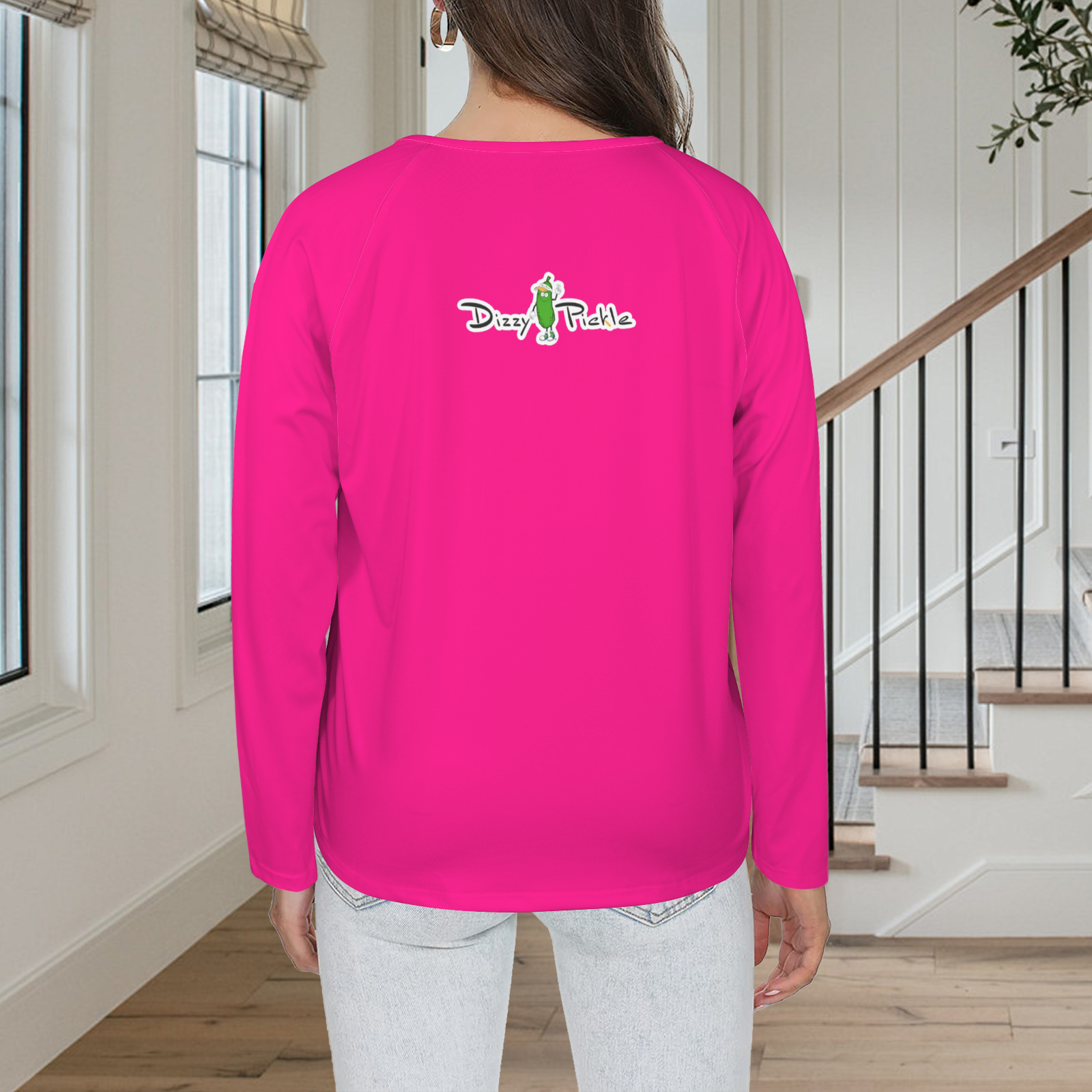Three Button Long Sleeve Hot Pink