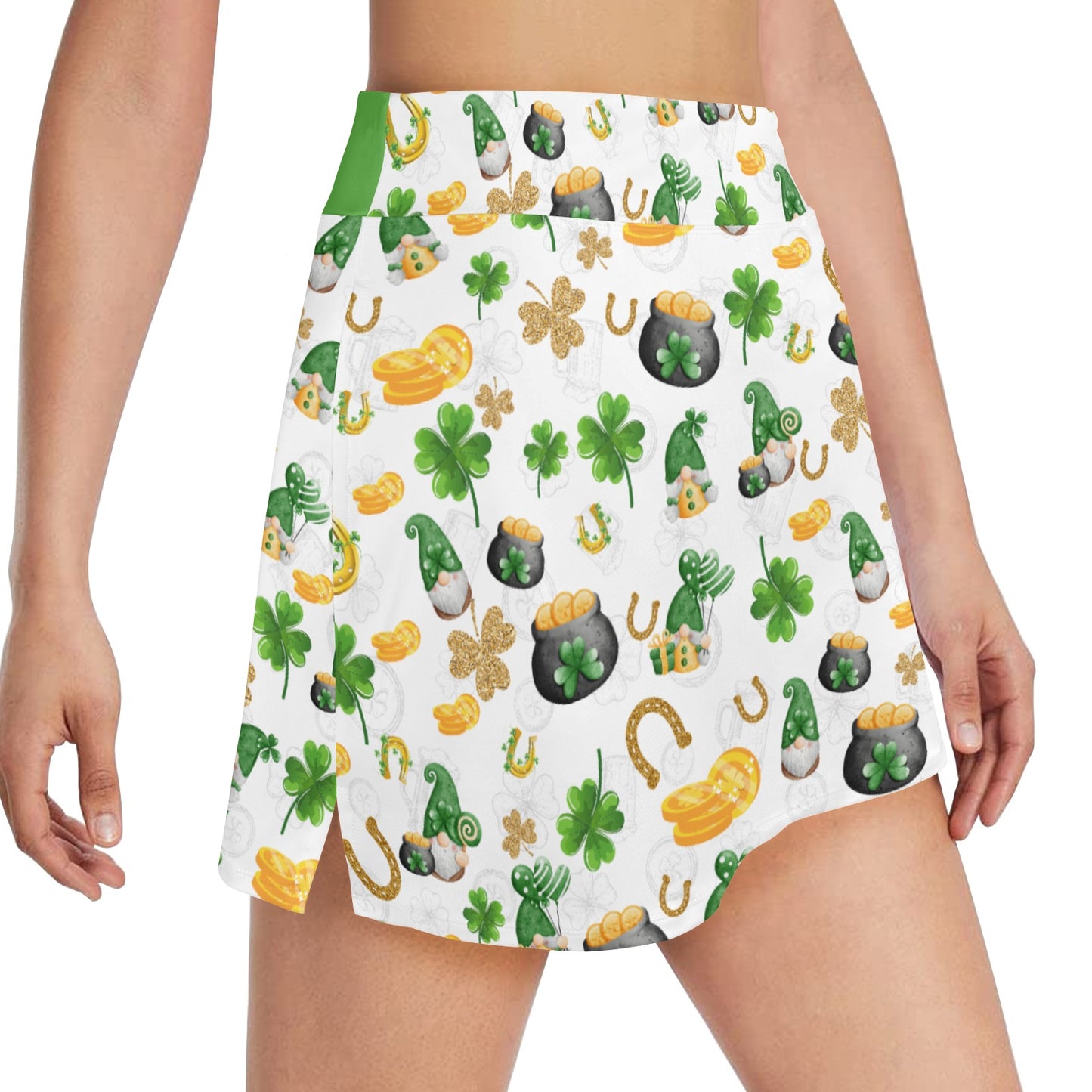 Dizzy Pickle Pot of Gold Women's Pickleball 18" Athletic Skort with Inner Shorts and Two Ball Pockets