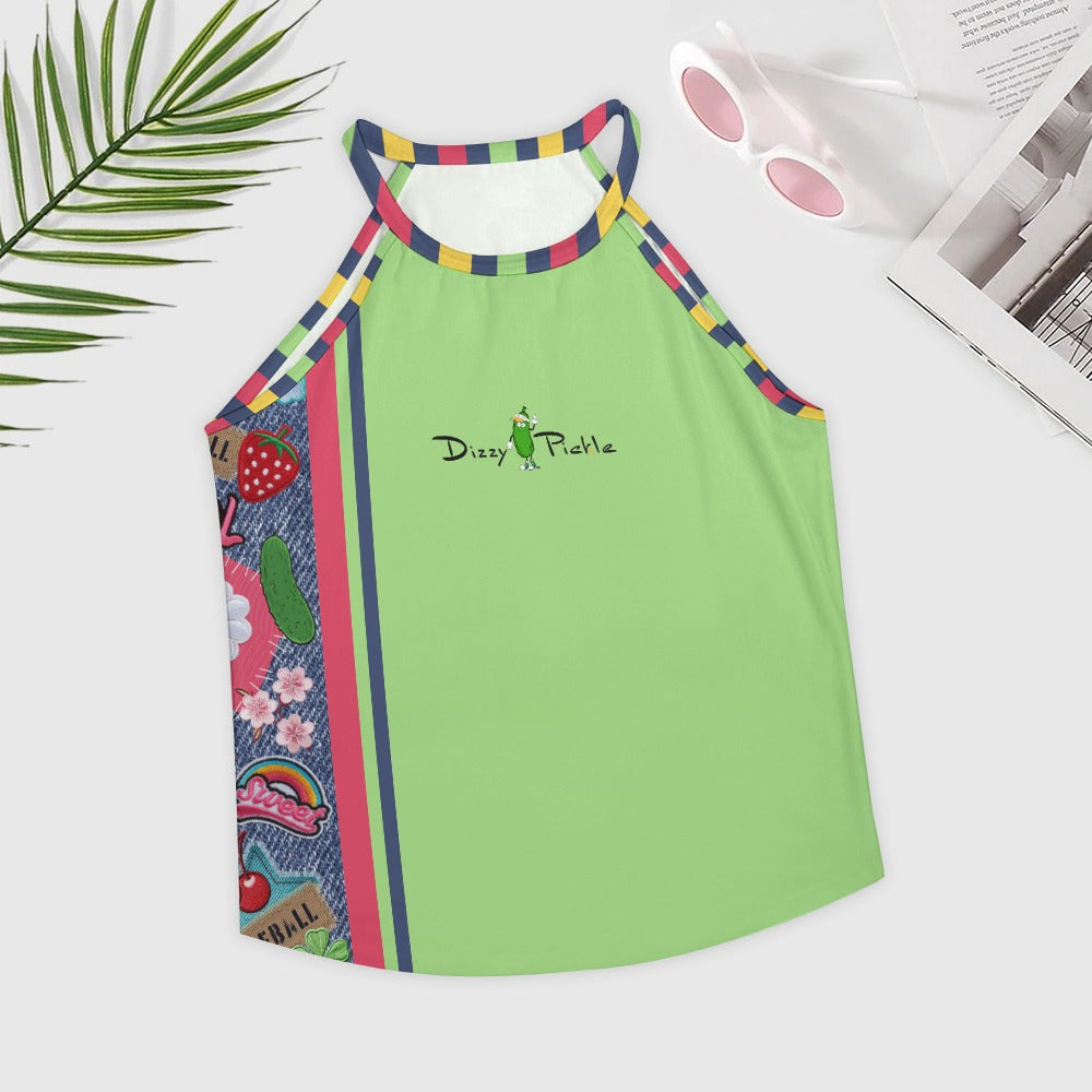 Dizzy Pickle Amy Patches Green Women's Pickleball Crew Neck Vest