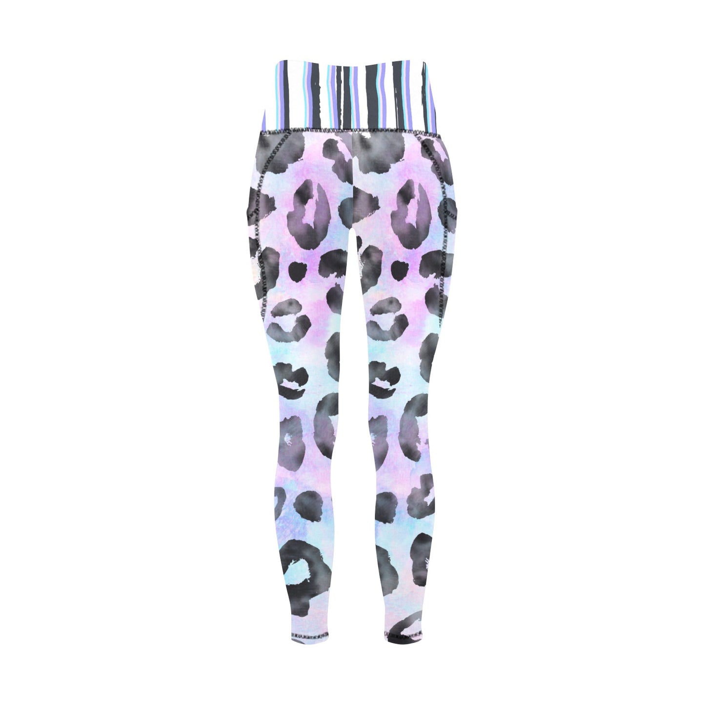 Dizzy Pickle Amber Pastel Kitty  Women's Pickleball Performance Leggings (Ankle Length, High-Waisted, & Two Side Pockets)