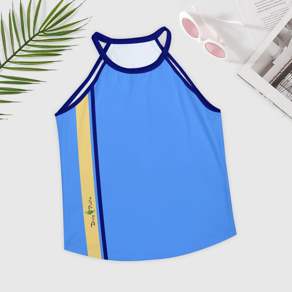 Dizzy Pickle Lesia Racing Stripes BYB Women's Pickleball Sleeveless Crew Neck Vest Cornflower Blue