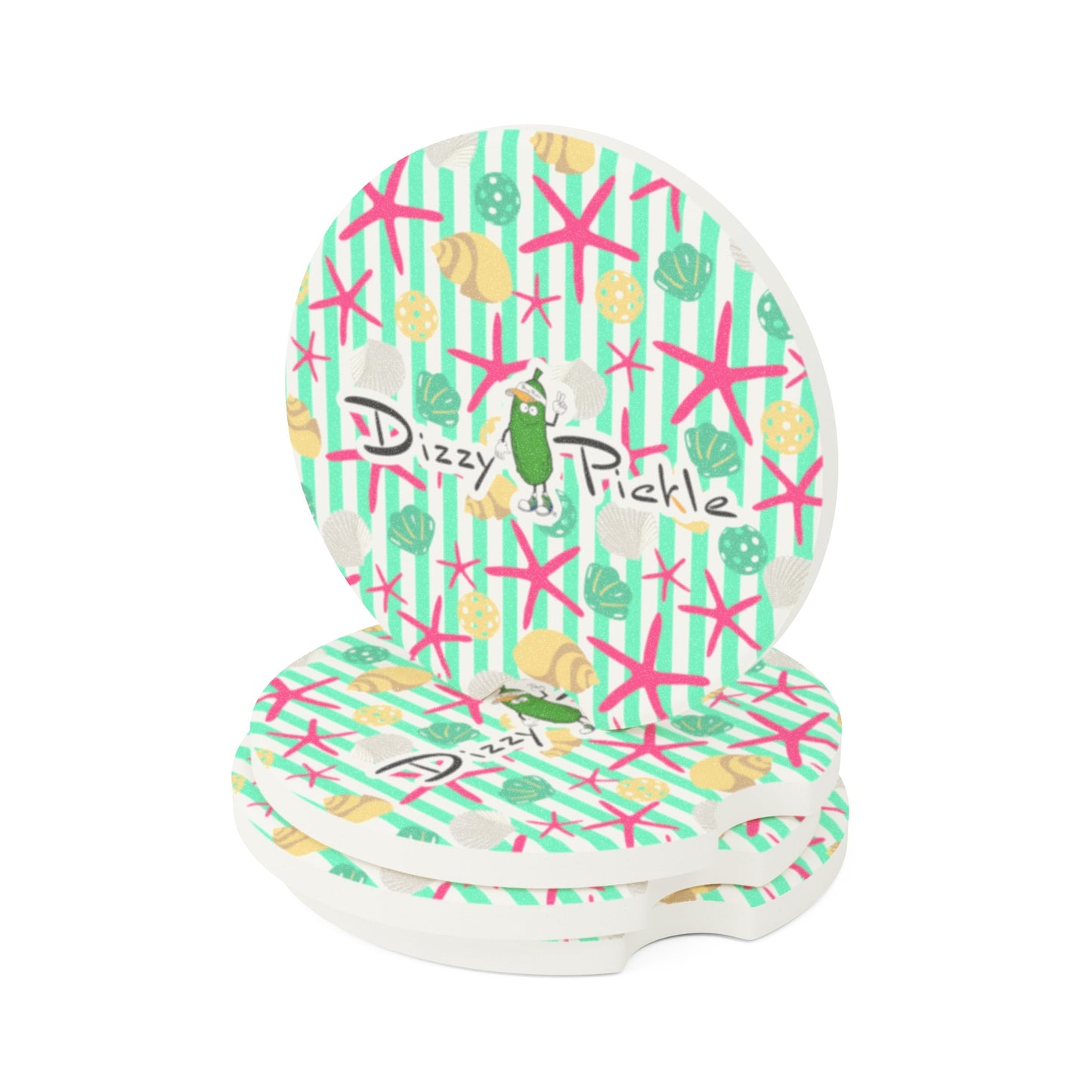 Dizzy Pickle MaryEllen Stripes Soapstone Car Coaster