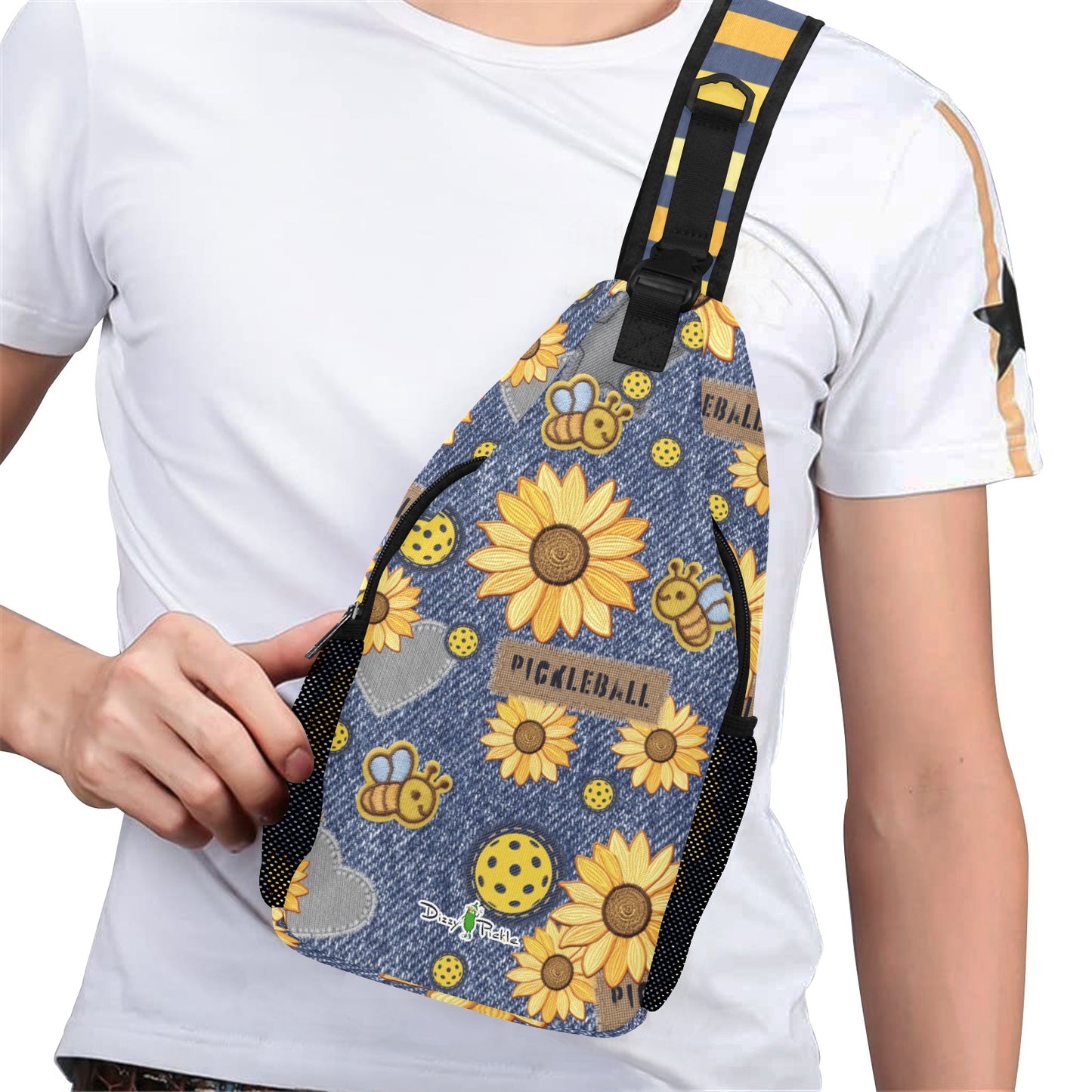 Dizzy Pickle Amy Sunflowers Pickleball Grab-N-Go Crossbody Casual Chest Bag