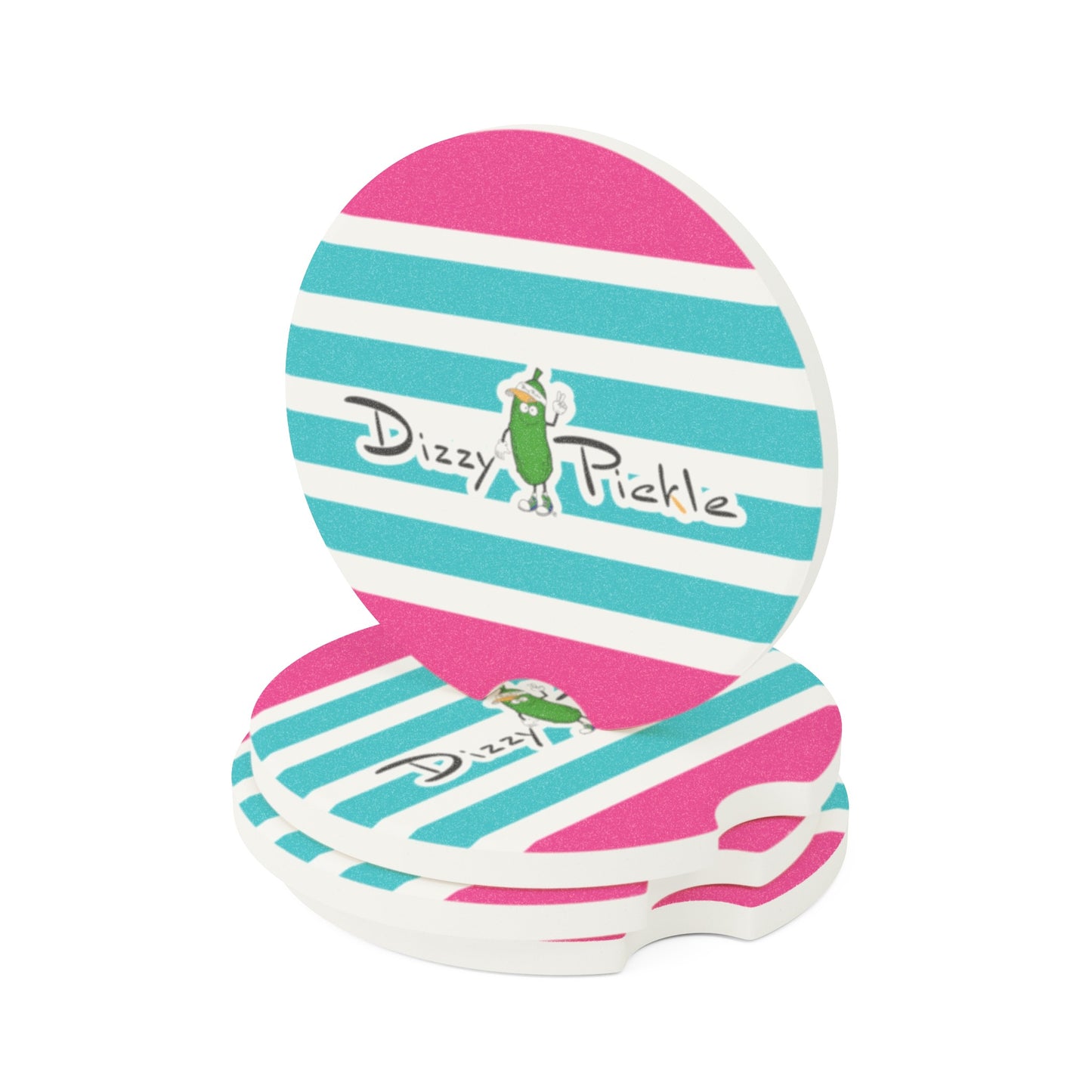 Dizzy Pickle I Love Pickleball Soapstone Car Coaster