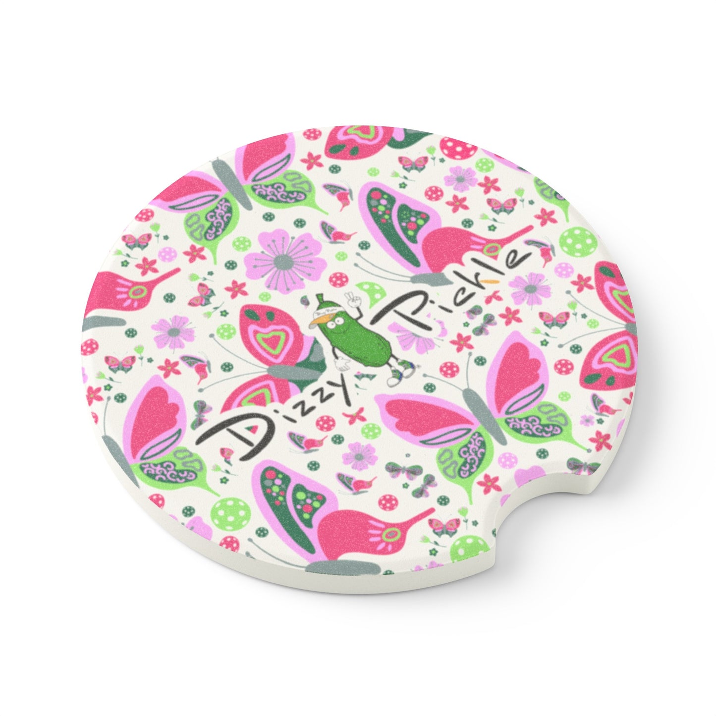 Dizzy Pickle Penny PG Butterflies Soapstone Car Coaster