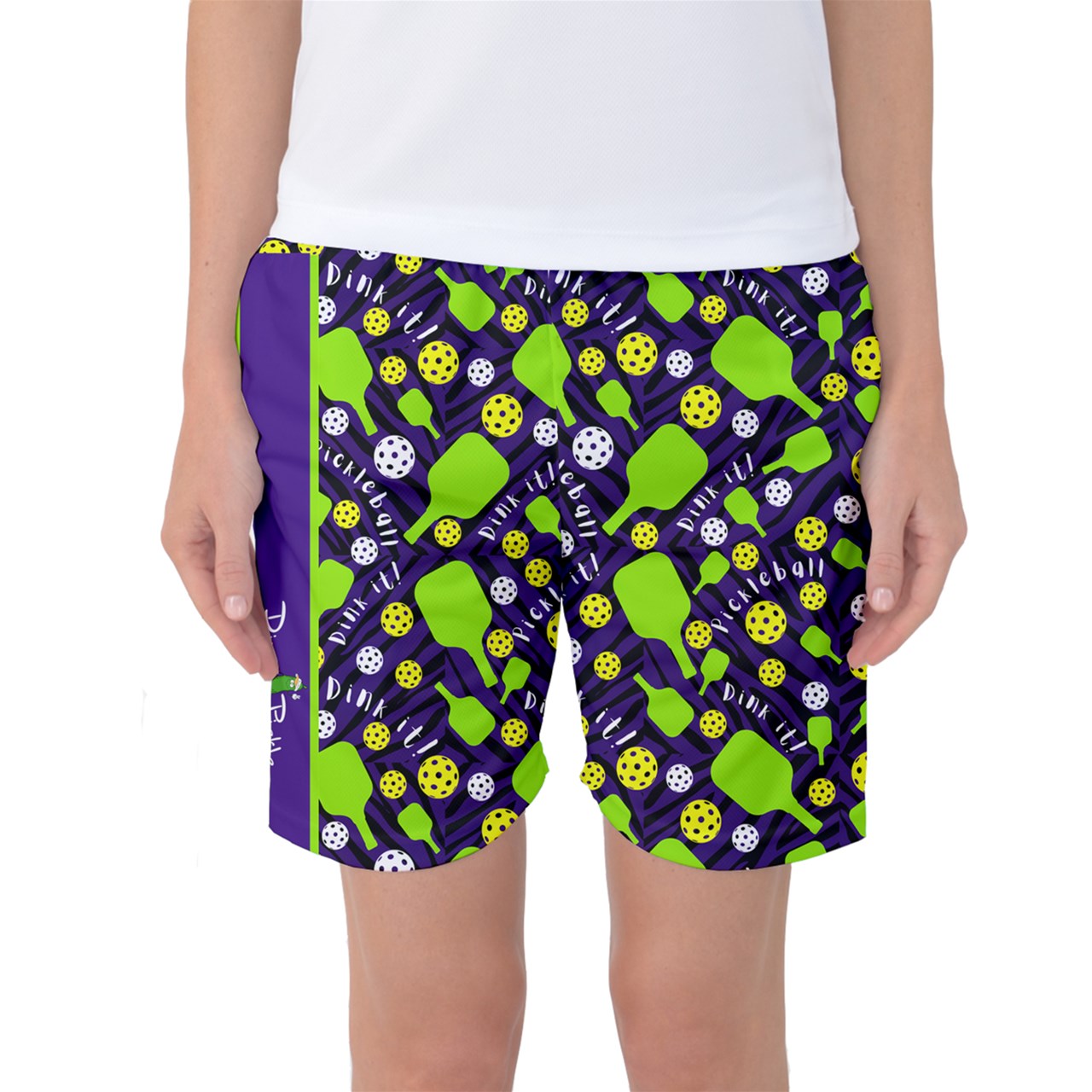 X-LARGE Dizzy Pickle Dinking Diva BG Women's Pickleball Long Shorts Black Green