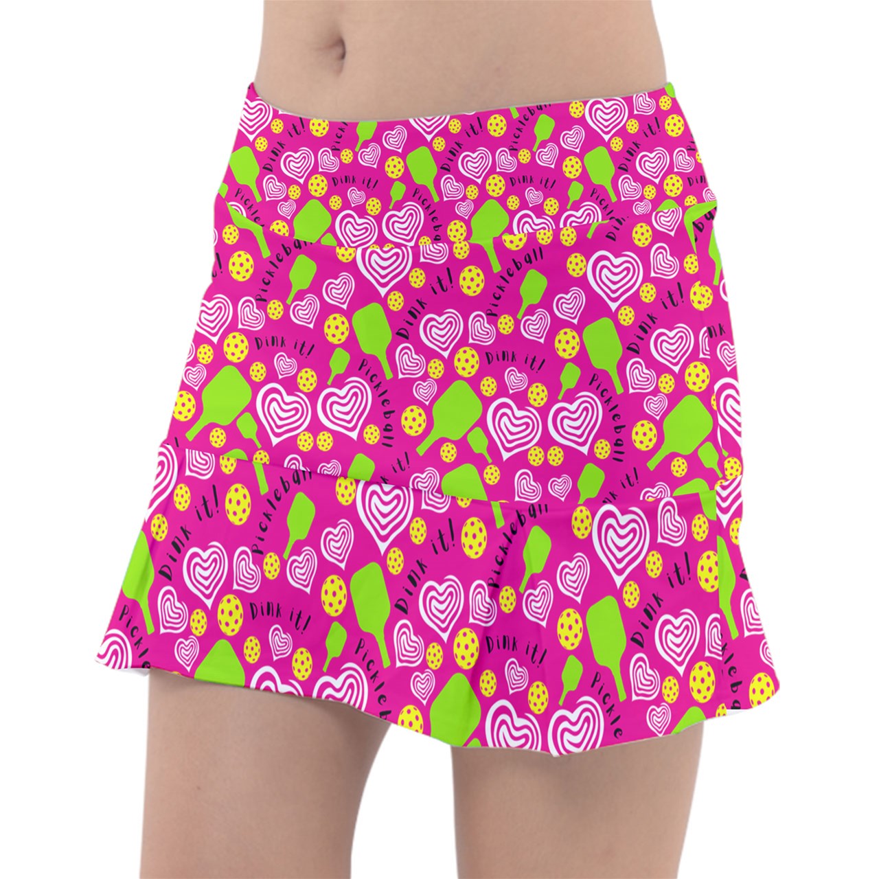 Dizzy Pickle Dinking Diva Hearts PG Mini Women's Classic 15" Pickleball Skorts with Inner Shorts and Pockets