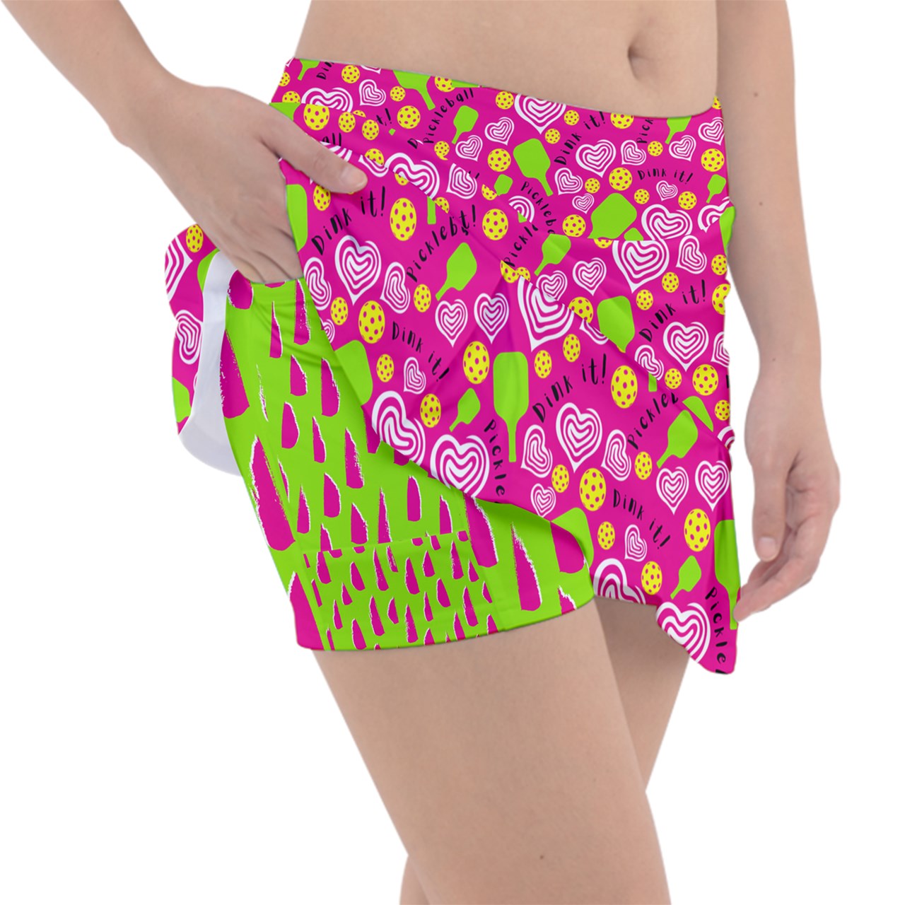 Dizzy Pickle Dinking Diva Hearts PG Mini Women's Classic 15" Pickleball Skorts with Inner Shorts and Pockets