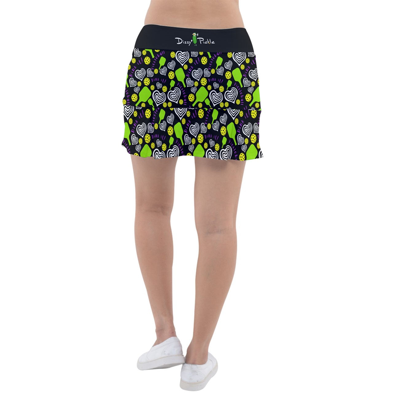 Dizzy Pickle Dinking Diva Hearts BG Mini Women's Classic 15" Pickleball Skorts with Inner Shorts and Pockets