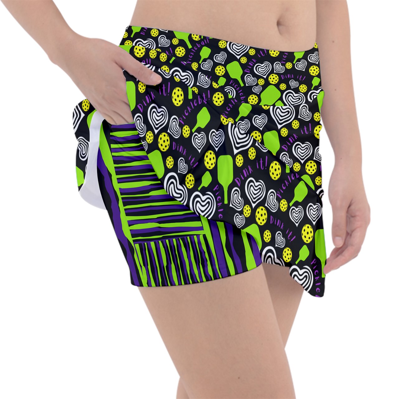 Dizzy Pickle Dinking Diva Hearts BG Mini Women's Classic 15" Pickleball Skorts with Inner Shorts and Pockets