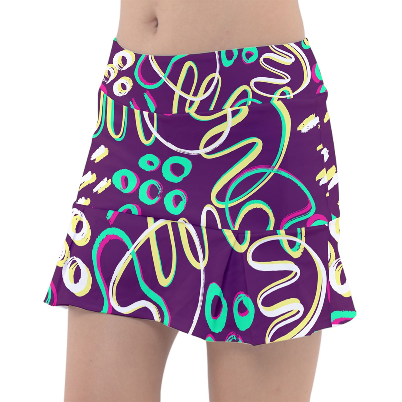 LARGE Dizzy Pickle Charlotte Wiggles Classic Women's 15" Pickleball Pleated Skorts with Inner Shorts & Pockets Plum