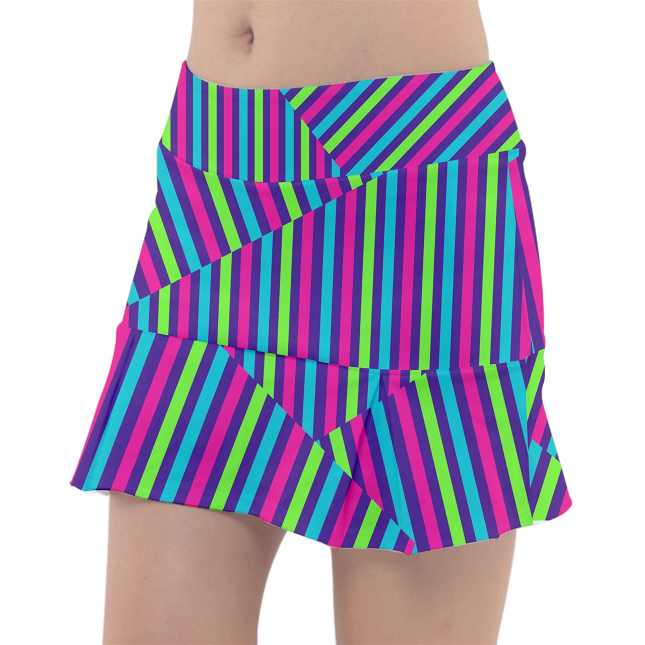 LARGE Dizzy Pickle Diana Stripes Classic Women's 15" Pickleball Pleated Skorts with Inner Shorts & Pockets