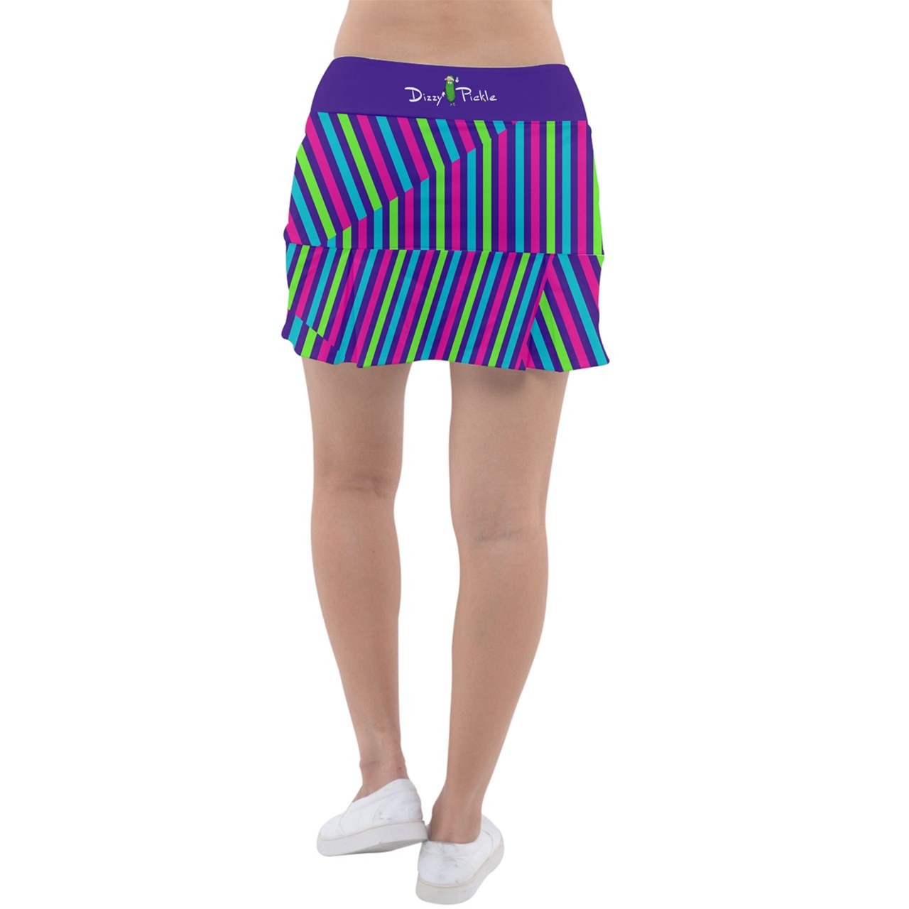 LARGE Dizzy Pickle Diana Stripes Classic Women's 15" Pickleball Pleated Skorts with Inner Shorts & Pockets