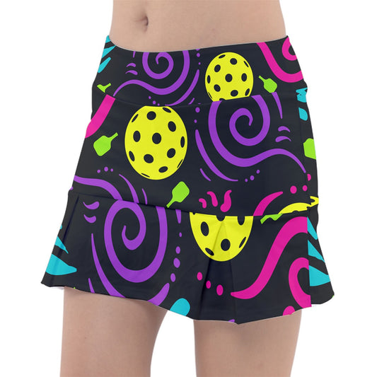 Dizzy Pickle It's Swell Black Women's Classic 15" Pickleball Skort with Inner Shorts and Pockets