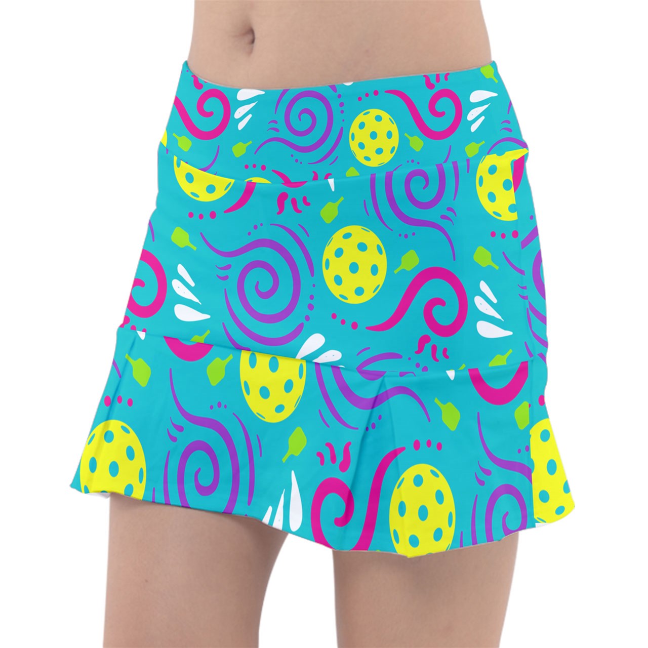 Dizzy Pickle It's Swell Blue Women's Classic 15" Pickleball Skorts with Inner Shorts and Pockets