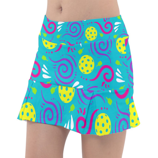 Dizzy Pickle It's Swell Blue Women's Classic 15" Pickleball Skorts with Inner Shorts and Pockets