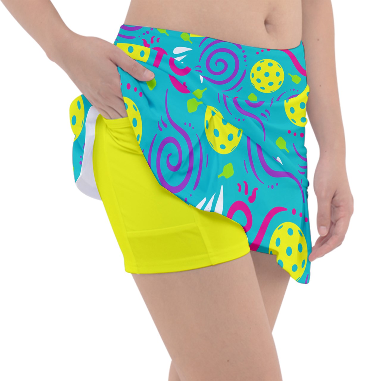 Dizzy Pickle It's Swell Blue Women's Classic 15" Pickleball Skorts with Inner Shorts and Pockets