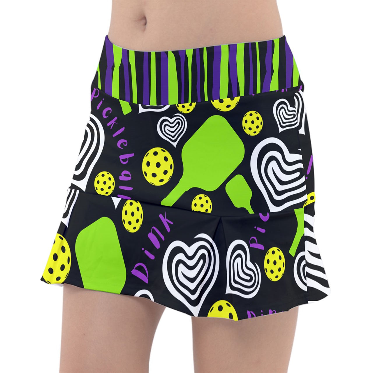 LARGE Dizzy Pickle Dinking Diva Hearts Large BG Women's Classic 15" Pickleball Skorts with Inner Shorts