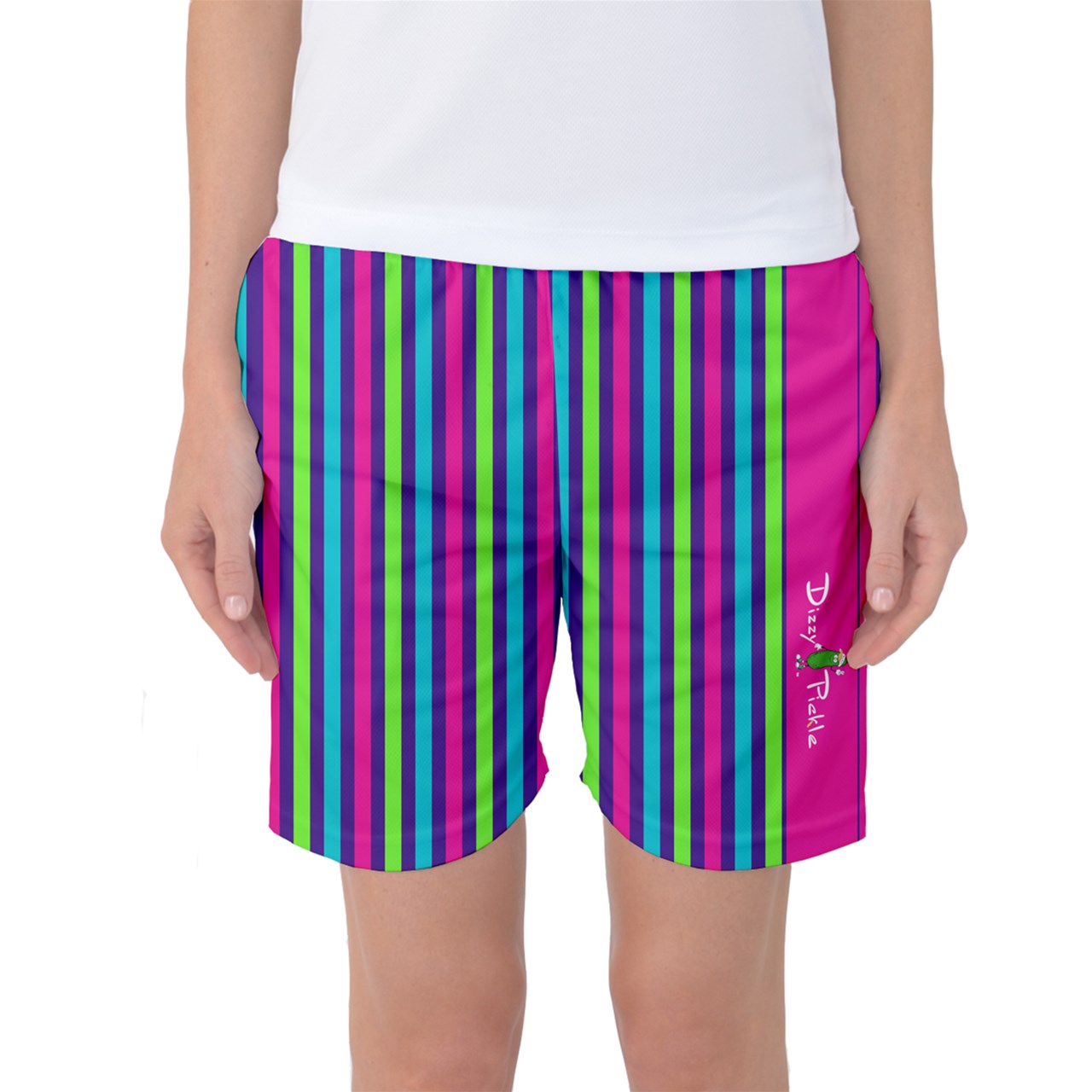 Dizzy Pickle Diana Striped Women's Pickleball Long Athletic Shorts