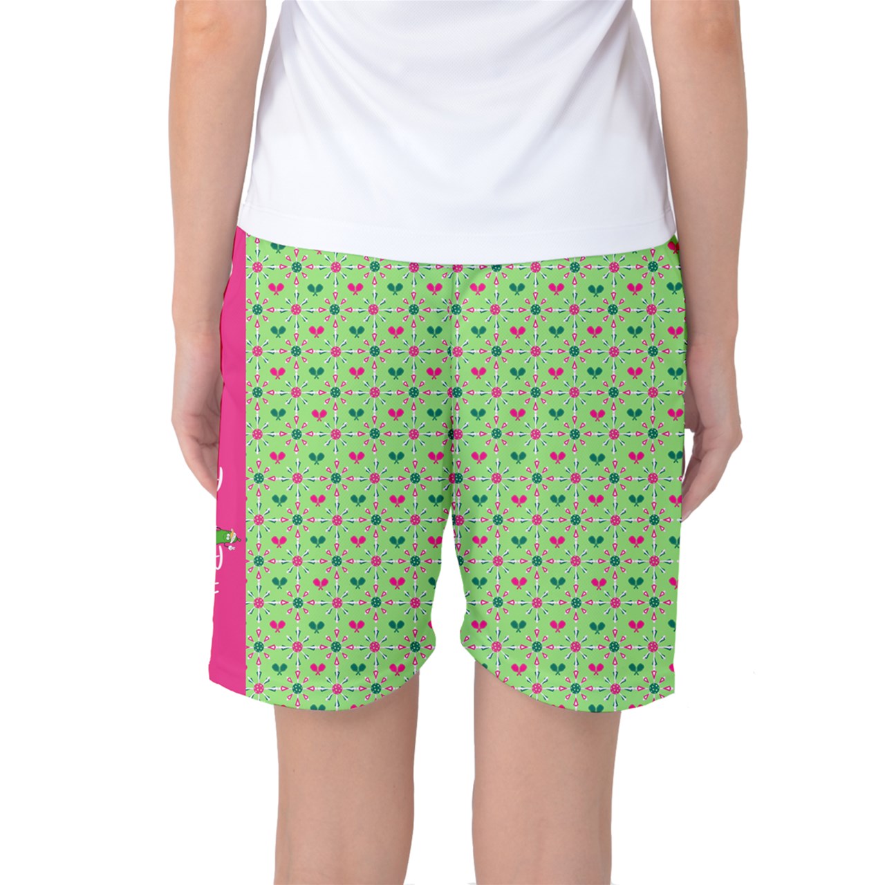 Penny - Pink/Green - Mini Paddles - Long Athletic Shorts by Dizzy Pickle Women's Basketball Shorts