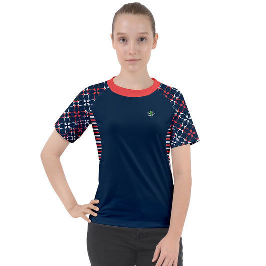 Van - Petals - Navy Blue - Women's Pickleball Sports Raglan Tee by Dizzy Pickle