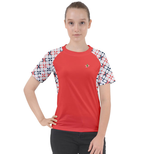 Van - Petals - Coral - Women's Pickleball Sports Raglan Tee by Dizzy Pickle