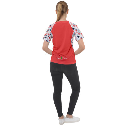 Van - Petals - Coral - Women's Pickleball Sports Raglan Tee by Dizzy Pickle