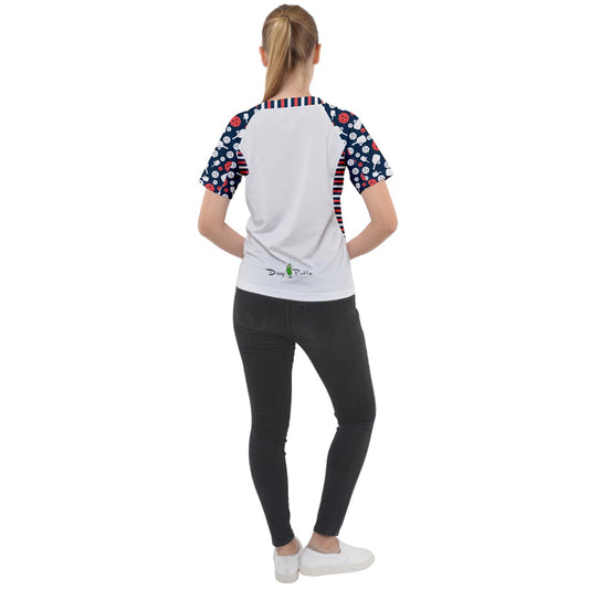 Van - Paddles and Balls - White - Women's Pickleball Sports Raglan Tee by Dizzy Pickle