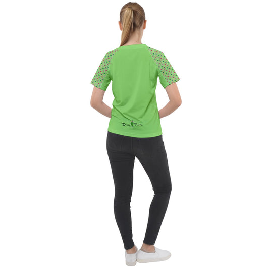 Penny - Pink/Green - Mini Paddles - Women's Pickleball Sports Raglan Tee by Dizzy Pickle